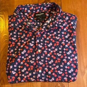 Bonobos Stretch Collared Floral Shirt Slim Fit Mens XL